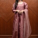 Embroidered Pink Silk Dress with Sheer Dupatta