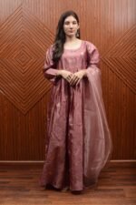 Embroidered Pink Silk Dress with Sheer Dupatta