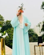 Elegant Sky Blue Chiffon Abaya | Modest Fashion by Libas e Haya - Image 2