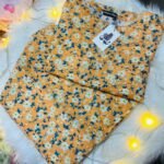 Mustard Yellow with White & Blue Floral Print