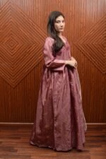 Embroidered Pink Silk Dress with Sheer Dupatta - Image 3