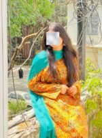 Orange Dress with Teal Dupatta - Image 4