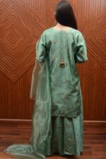 Elegant Katan Silk Green Dress – Traditional Charm Meets Modern Style - Image 4