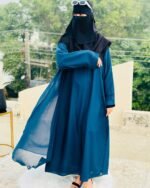 Teal Blue Abaya with Black Niqab | Elegant Modest Fashion by Libaas e Haya