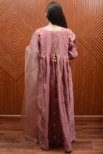 Embroidered Pink Silk Dress with Sheer Dupatta - Image 5