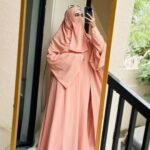 Peach Full Coverage Abaya with Matching Niqab | Modest Islamic Wear by Libaas e Haya