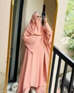 Peach Full Coverage Abaya with Matching Niqab | Modest Islamic Wear by Libaas e Haya