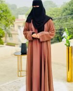 Brown Plain Abaya with Black Niqab | Modest Islamic Wear by Libas e Haya
