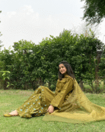 Olive Green Sharaara – Elegant Party Wear & Festive Outfit for Women - Image 4