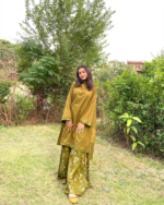 Olive Green Sharaara – Elegant Party Wear & Festive Outfit for Women - Image 3