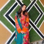 Pink, teal blue, orange,