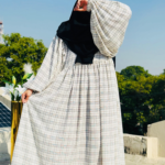 White Checkered Pattern Dress | Modest & Stylish Outfit