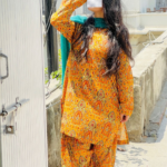 Orange Dress with Teal Dupatta