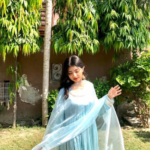 Sky Blue Soft Silk Maxi Dress with Organza Dupatta – Dreamy Pastel Wear | Libaas-e-Haya