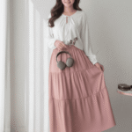 White Shirt & Pink Skirt Set for Women
