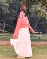 Blush Peach Tie-Front Shrug & White Tiered Maxi Dress – Libas-e-Haya - Image 3