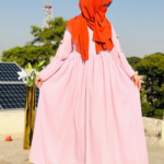 Peach Floral Abaya Dress | Modest Maxi Outfit for Women