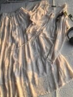 Ivory Floral Two-Piece Set – Tie-Front Shirt & Tiered Maxi Skirt | Libas-e-Haya - Image 3