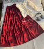 White Tie-Front Shirt & Maroon Floral Maxi Skirt Set – Elegant Modest Two-Piece Outfit | Libas-e-Haya - Image 2