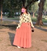 Peach Tiered Maxi Skirt & Abstract Print Top – Libas-e-Haya Exclusive - Image 2