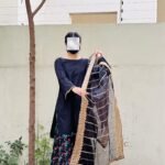 Black with Multicolor Embroidery Garara