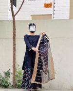 Black with Multicolor Embroidery Garara