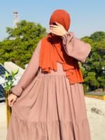 Dusty Rose Brown Abaya | Contemporary Modest Wear by Libaas-e-Haya - Image 2