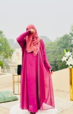 Dusty Pink Embellished Abaya | Stylish Modest Wear by Libas e Haya - Image 3
