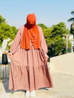 Dusty Rose Brown Abaya | Contemporary Modest Wear by Libaas-e-Haya - Image 3