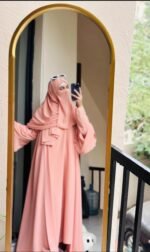 Peach Full Coverage Abaya with Matching Niqab | Modest Islamic Wear by Libaas e Haya - Image 2